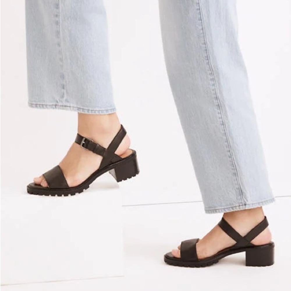 Madewell Erin Lugsole Block Heeled Sandals - Black